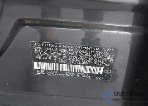 2011 Lexus Es 350 z USA, uszkodzony, nr VIN JTHBK1EG6B2446495